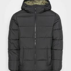 Pier One Hombre BASIC PUFFER JACKET WITH CONTRAST HOOD - Chaqueta De Invierno - Black/olive -Ofertas Pier One Tienda 0af67baf0bbc42b4b7721cbde50c95b0