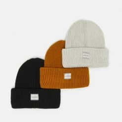 Pier One Unisexo 3 PACK UNISEX - Gorro - Black/off White/brown