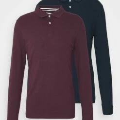Pier One Hombre 2 PACK - Polo - Bordeaux/dark Blue