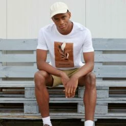 Pier One Hombre LEAF PRINT GRAPHIC T-SHIRT - Camiseta Estampada - White