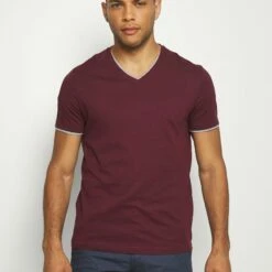 Pier One Hombre Camiseta Básica - Bordeaux