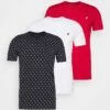Pier One Hombre 3 PACK - Camiseta Estampada - White/dark Blue/red