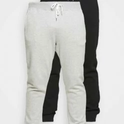 Pier One Hombre 2 PACK - Pantalones Deportivos - Black/mottled Light Grey