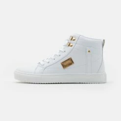 Pier One Unisexo Zapatillas Altas - White/gold-coloured