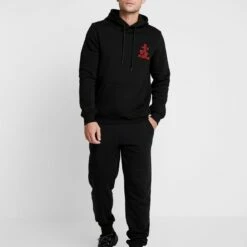 Pier One Pantalones Deportivos - Black/mottled Light Gre, Hombre