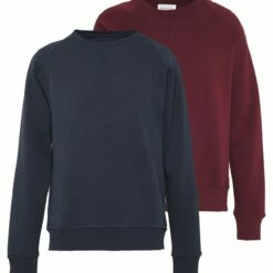 Pier One Hombre 2er Pack CREW NECK - Sudadera - Dark Blue/bordeaux