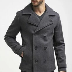 Pier One Abrigo Corto - Dark Grey, Hombre